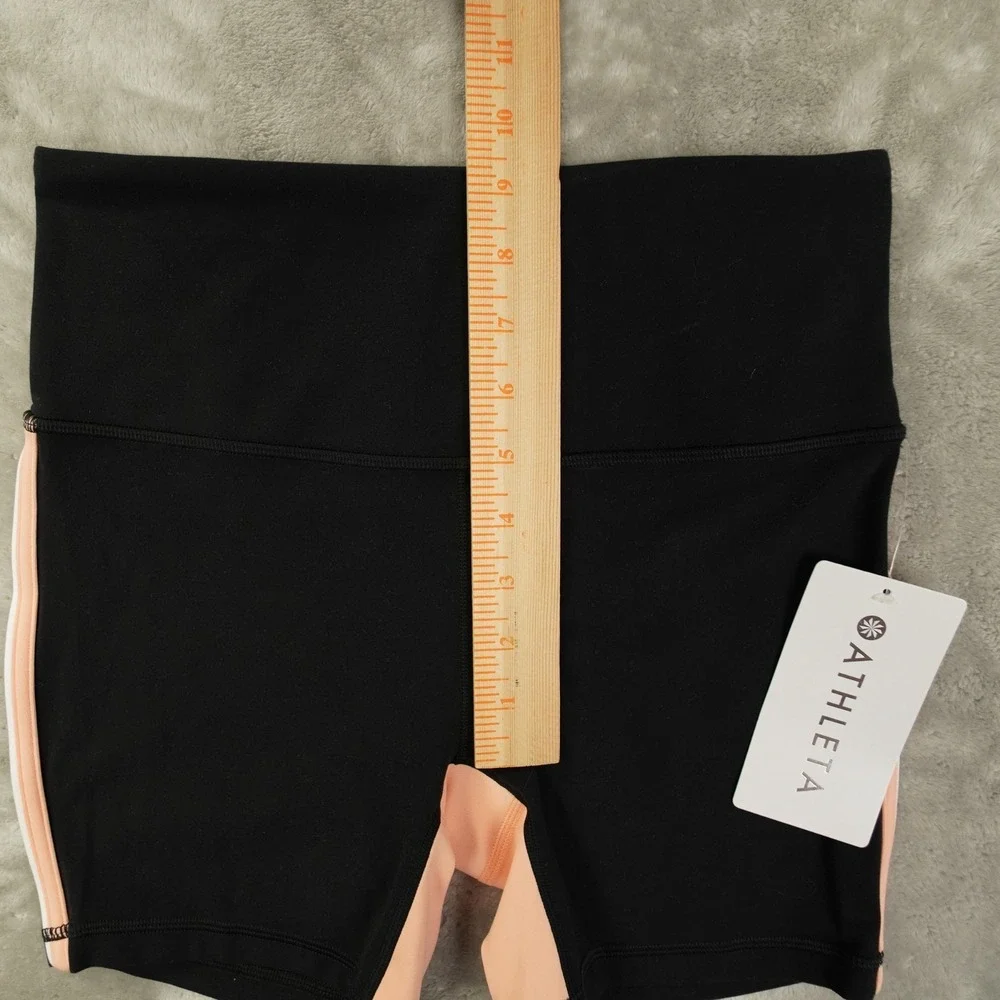 Athleta Elation Tipped Shortie Women's Medium Black Pink Mid Rise 782124 - Picture 3 of 11